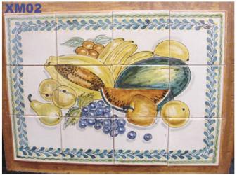 Artesanas Mexicanas Ceramica Majolica Talavera Mural de Azulejos<br>Frutas