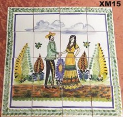 Artesanas Mexicanas Ceramica Majolica Talavera Mural<br>Pareja de Charros