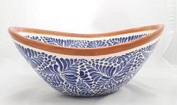 Artesanas Mexicanas Ceramica Majolica Talavera Lavamano Wave<br>Azul-Nacar